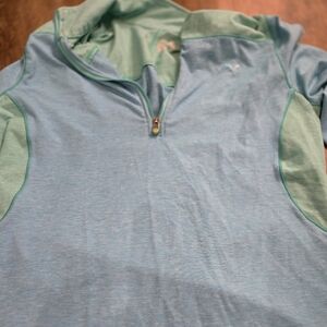 Puma Teal and Blue Quarter-Zip Pullover